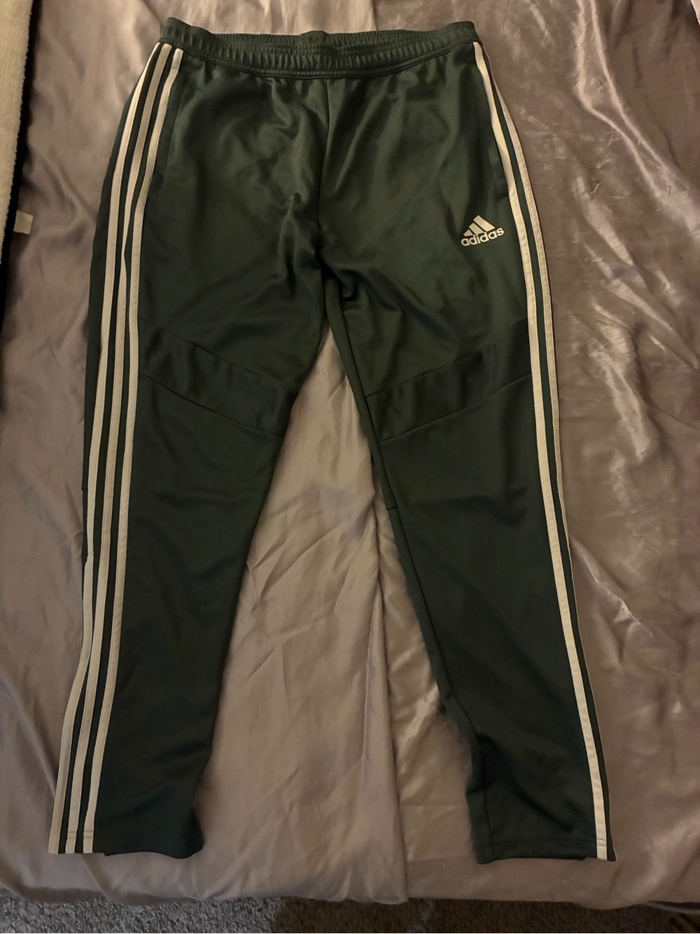 Climacool Adidas Olive Green Joggers with White Three Stripes
